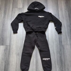 Essentials Kids Black Sweatpants & Hoodie Set